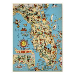 Vintage Map of Florida Poster