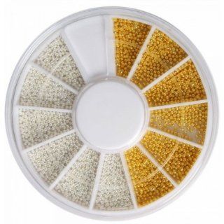 Fast shipping + Free tracking number , Nail Art Rhinestone Deco , Bead Nail Art Rhinestones White and Golden , Each color Come with wheel box: Cell Phones & Accessories