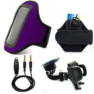 Neoprene Armband, Lightweight, Comfortable + In Microphone + 360 Car Rotatable Windshield Mount Kit: Cell Phones & Accessories