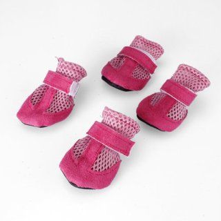 4Pcs Pet Dog boots Soft Mesh Shoes Velcro Closure Sports Sneakers, L, Pink  Pet Paw Protectors 