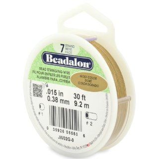 Beadalon Stringing Wire 7 Strand 0.015 Inch (0.38 Millimeter) Diameter, 30 Feet/Pkg, Gold