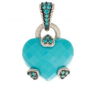Judith Ripka Sterling Carved Turquoise and Diamonique Heart Enhancer —