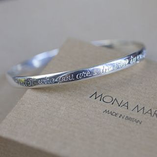'trust who you are be…' silver bangle by mona mara