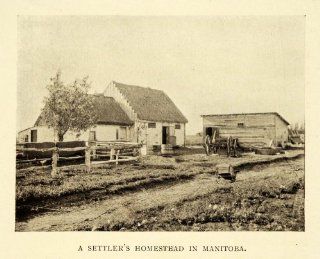 1911 Print Settler Homestead Manitoba Canada Farm Agriculture Cart Farming Art   Original Halftone Print  