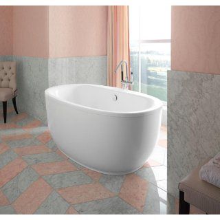 KOHLER K 6369 96 Sunstruck 66 Inch X 36 Inch Oval Freestanding Bath with Fluted Shroud and Center Drain, Biscuit, 1 Pack   Freestanding Bathtubs  