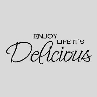 Enjoy life it's deliciousKitchen Wall Quotes Words Sayings Removble Wall Lettering ( 12" X 33"), BLACK   Wall Decor
