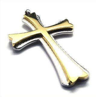 K Mega Jewelry vStainless Steel Gold Cross Mens Pendant Necklace [Jewelry]: Jewelry