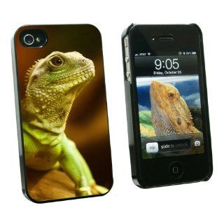Graphics and More Asian Water Dragon Green Lizard Reptile   Snap On Hard Protective Case for Apple iPhone 4 4S   Black   Carrying Case   Non Retail Packaging   Black: Cell Phones & Accessories