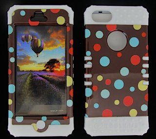 3 IN 1 HYBRID SILICONE COVER FOR APPLE IPHONE 5 HARD CASE SOFT WHITE RUBBER SKIN POLKA DOTS WH TP1258 KOOL KASE ROCKER CELL PHONE ACCESSORY EXCLUSIVE BY MANDMWIRELESS: Cell Phones & Accessories