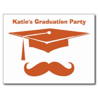 Mustache Graduation Texas Orange Post Card