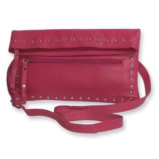 Pink Leather Fold Over Cross Body Bag: Jewelry