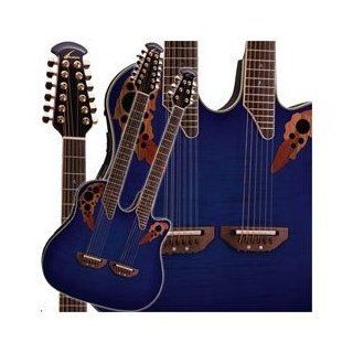 Ovation Celebrity Deluxe Doubleneck CSE225 Acoustic electric Guitar, Blue Flame Maple: Musical Instruments