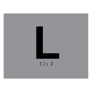Custom Number Or Letter Braille Sign C163125R BLKonGray Elevator : Business And Store Signs : Office Products