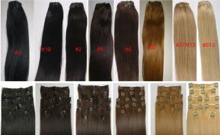 18" Clip in human hair extensions, 10pcs, 100g, Color #2 (Dark Brown): Health & Personal Care