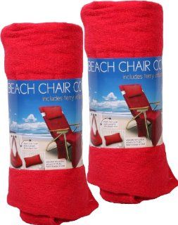 2X Beach Lounge Chair Cover Includes Terry Inflatable Pillow Cover Converts to a Beach Tote  Red : Patio, Lawn & Garden