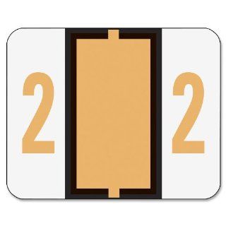 Smead End Tab Labels In Dispenser, Number 2, Light Orange/White, 500 per Roll (67372)  File Folder Labels 