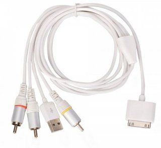 Fast shipping + Free tracking number 1.3M Universal USB Data Charging AV TV Cable for Some iPhone/iPod/iPad White: Cell Phones & Accessories