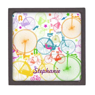 Vintage Modern Bicycle Bright Color Neon Pattern Premium Gift Box