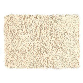 Chenille Shaggy Badvorleger Badteppich Badezimmer Teppich CREME WEISS ELFENBEIN 50 x 80 cm aus 100% Baumwolle Chenille handgetuftet: Küche & Haushalt