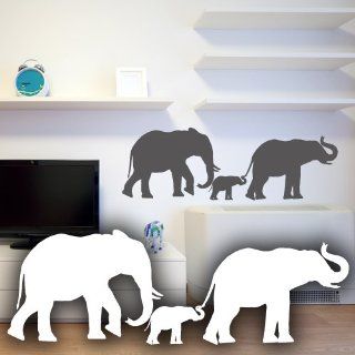 Wandkings Wandtattoo "Elefantenfamilie mit 3 Elefanten" 50 x 16 cm schwarz   erhltlich in 33 Farben: Küche & Haushalt