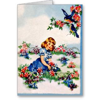Sweet Young Lady   Retro Happy Birthday Greeting Cards