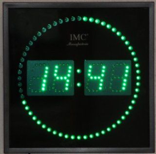 LED   Wanduhr mit grnen Zahlen + runde Sekundenanzeige   LED Uhr: Küche & Haushalt