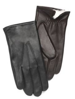 Men's Rabbit Fur Lined Leather Gloves (S, Black) at  Mens Clothing store