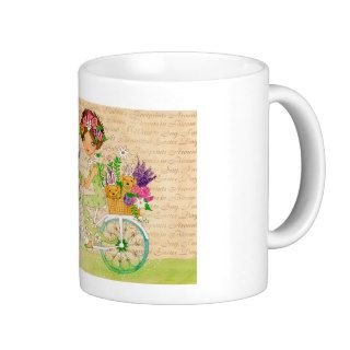Easter Flowers Bicycle with Lab Puppies Coffee Mug