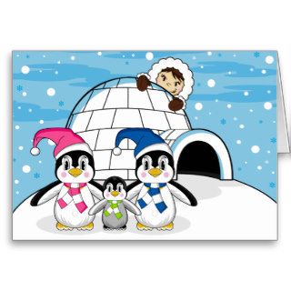 Penguin Family & Eskimo Card