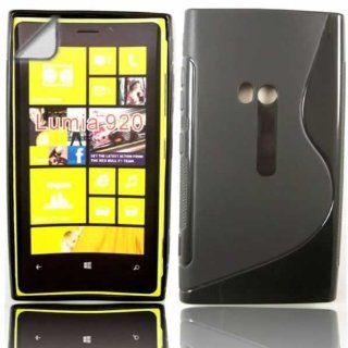 S Line Gel Case Cover Skin And LCD Screen Protector For Nokia Lumia 920 / Black: Cell Phones & Accessories