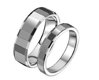 His & Hers Matching Set 6MM / 4MM Simple Korean Style Multi faceted Tungsten Couple Wedding Band Set (Available Sizes 6MM 7 to 10 & 4MM 5 to 8) Please e mail sizesSizesSizes: Jewelry