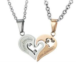His & Hers Matching Set Titanium Couple Pendant Necklace Korean Love Style in a Gift Box (ONE PAIR) Jewelry
