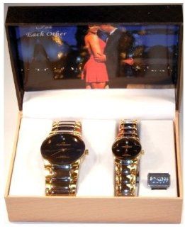 Charles Raymond His & Hers Designer Black/Gold Watche with Black Face Watch Set: Everything Else
