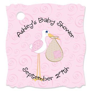 Stork Baby Girl   Personalized Baby Shower Tags   20 ct: Toys & Games