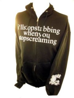 Chiodos Mens Hoodie   "I'll Stop Stabbing When You Stop Screaming" on Black (X Small): Clothing