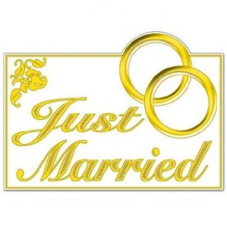 Glittered Just Married Sign Party Accessory (1 count): Everything Else