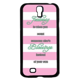 Pink White Stripes Jealousy and Blessings Quote Samsung GALAXY S4 Hard Case: Cell Phones & Accessories