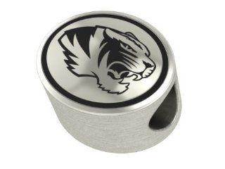 University of Missouri Tigers College Bead Fits Most Pandora Style Bracelets Including Pandora, Chamilia, Biagi, Zable, Troll and More. High Quality Bead in Stock for Immediate Shipping: Jewelry
