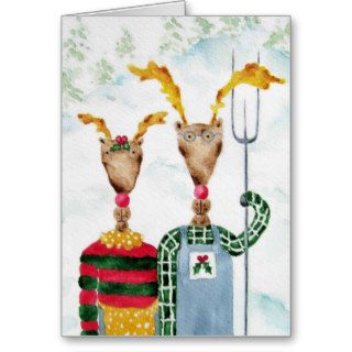 Funny Reindeer Couple Christmas Card