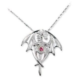 Dragon Goddess Pink Crystal Sterling Silver Necklace Jewelry