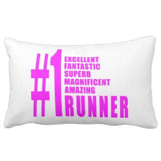 Girls Running Runners  Pink Number One Runner Throw Pillow