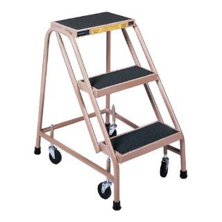 SPG F3R1 Gillis/Jarke 3 Step Office Ladder with 4 3" Retractable Spring Casters and Handrail, 63" Overall Height, 21" Base Width, 29" Base Length: Stepladders: Industrial & Scientific