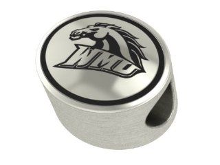 Western Michigan University Broncos College Bead Fits Most European Style Bracelets Including Pandora, Chamilia, Biagi, Zable, Troll and More. This High Quality Bead Is in Stock for Immediate Shipping: Bead Charms: Jewelry