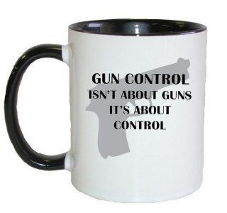 Mashed Mugs   Gun Control Isn't About Guns It's About Control   Coffee Cup/Tea Mug (White/Black): Kitchen & Dining