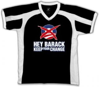 Hey Barack Keep Your Change Mens Anti Obama Sports T shirt, Funny Trendy Political Anti Obama Men's Sport Shirt: Clothing