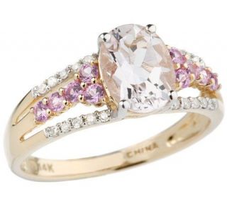 1.05 ct tw Morganite and Pink Sapphire Diamond Accent Ring, 14K Gold —