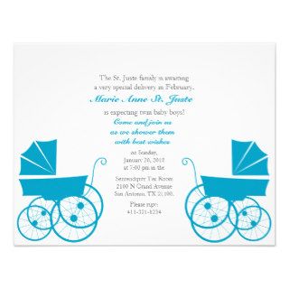 twin BABY boys VINTAGE carriage SHOWER invitation