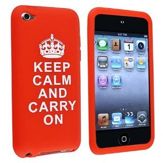 eForCity Silicone Skin Case for iPod touch 4G (Red with "Keep Calm And Carry On" Quote) : MP3 Players & Accessories
