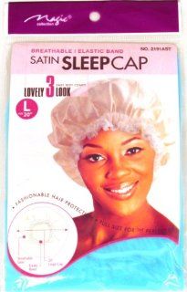 Light Blue, Satin Sleeping Cap, Breathable and Comfortable Material, Elastic Band, Large Size 20" to Accommodate Hair Curlers and Rollers, Keeps Hair Styles in Place and Helps to Prevent Breakage  Beauty