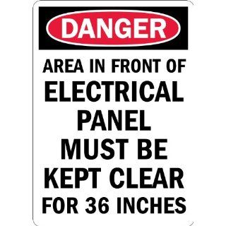SmartSign Adhesive Vinyl Label, Legend "Danger: Electrical Panel Must Be Kept Clear", 14" high x 10" wide, Black/Red on White: Industrial Warning Signs: Industrial & Scientific